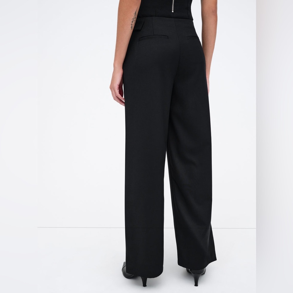Marcella Black Straight Wide Leg Asymmetrical Waist Panel Jordan Pants Trousers - Picture 9 of 14